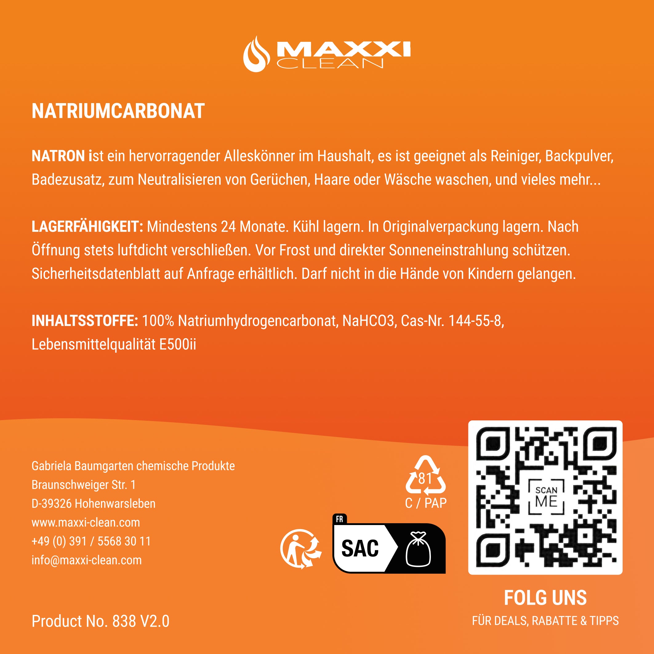 Natron Pulver Lebensmittelqualität 900 g – 100% rein