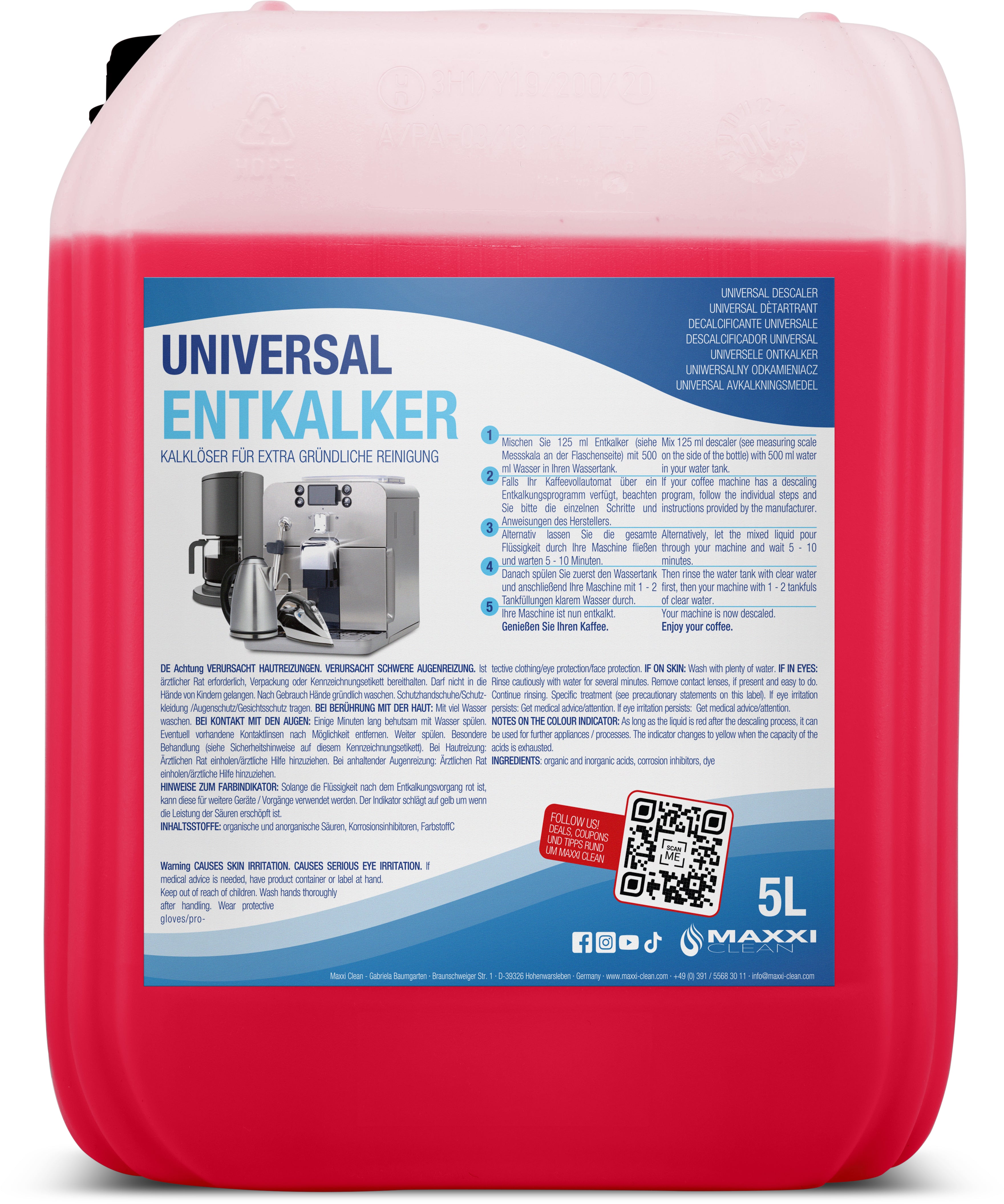 Entkalker für Kaffeemaschinen 5 Liter