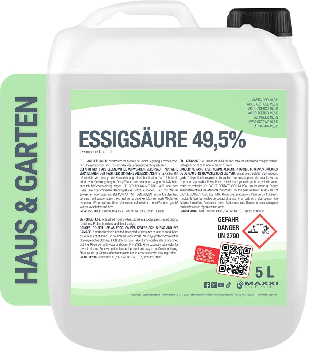 Essigsäure 49,5% 5 L Kanister
